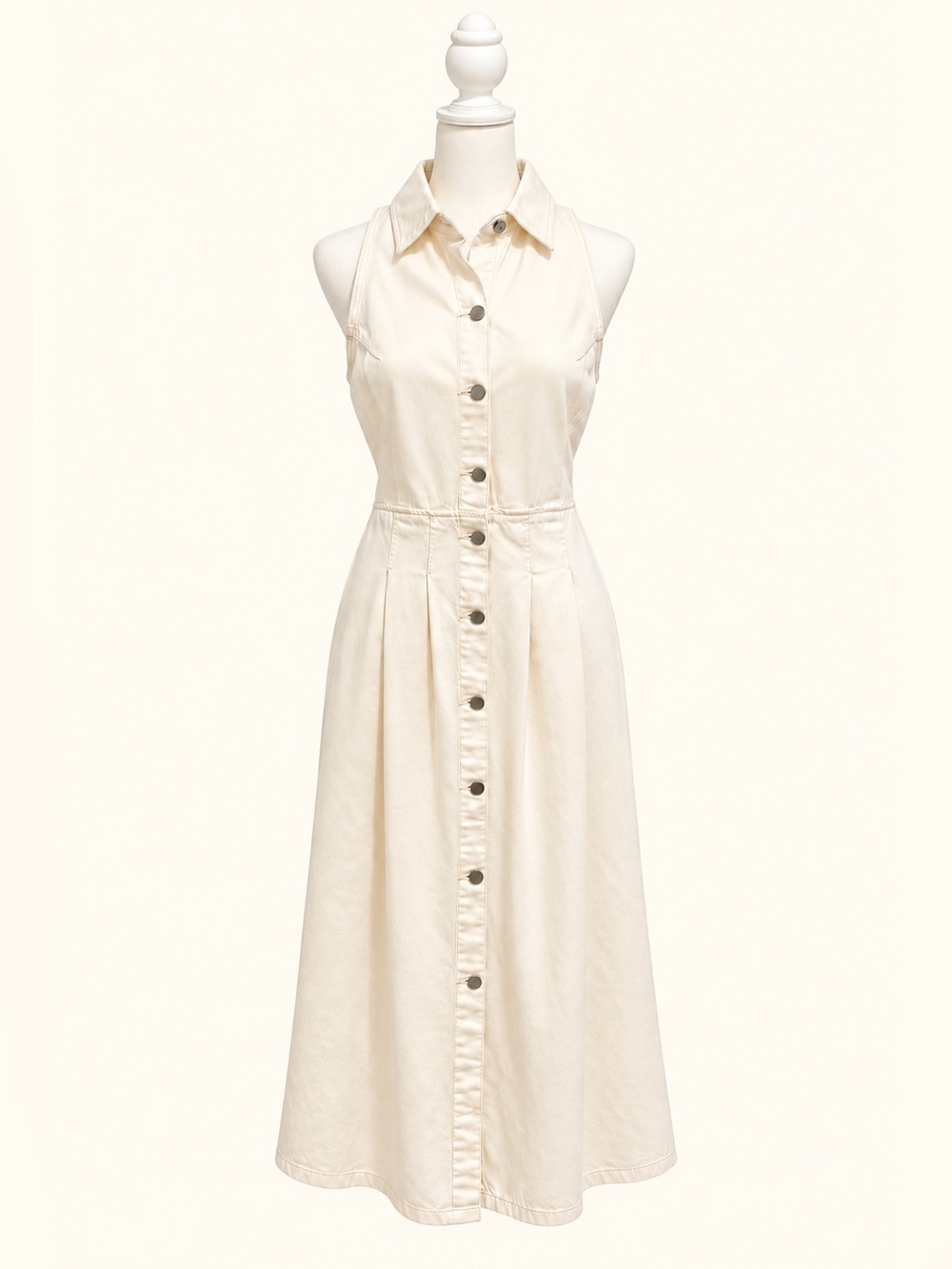 DL1961 Daphne White Denim Sleeveless Button Front Midi Dress